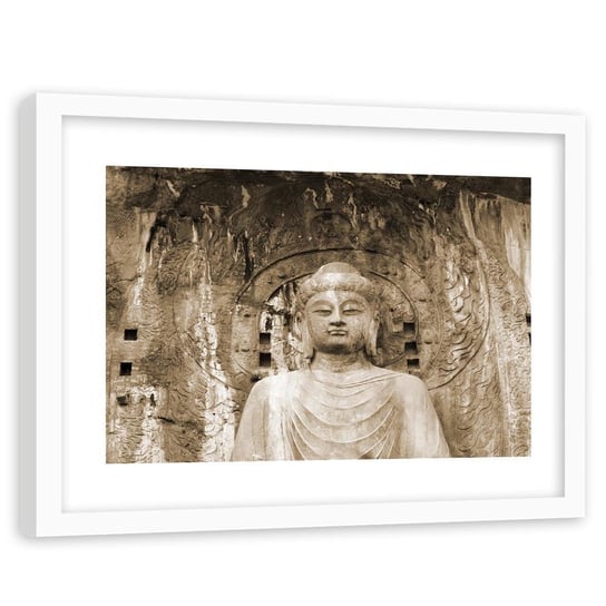 Obraz w ramie białej FEEBY, Budda przed murami świątyni, 60x40 cm Feeby