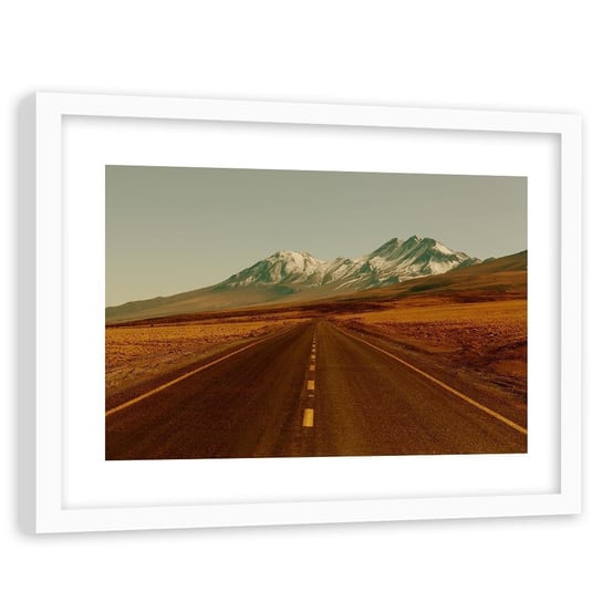 Obraz w ramie białej FEEBY, Droga przez pustkowie 3, 90x60 cm Feeby