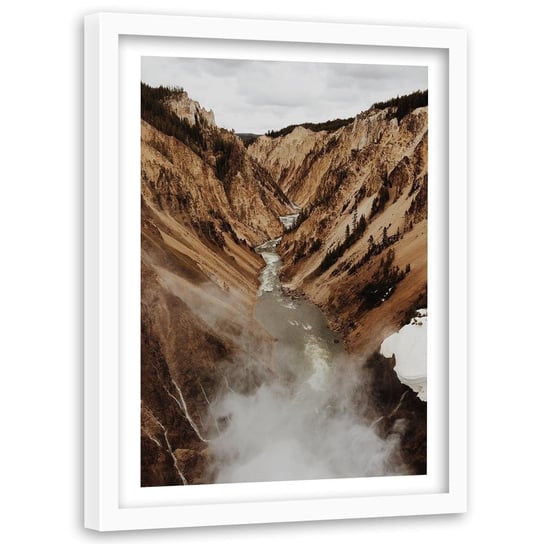 Obraz w ramie białej FEEBY, Góry Potok Natura Przyroda 80x120 Feeby