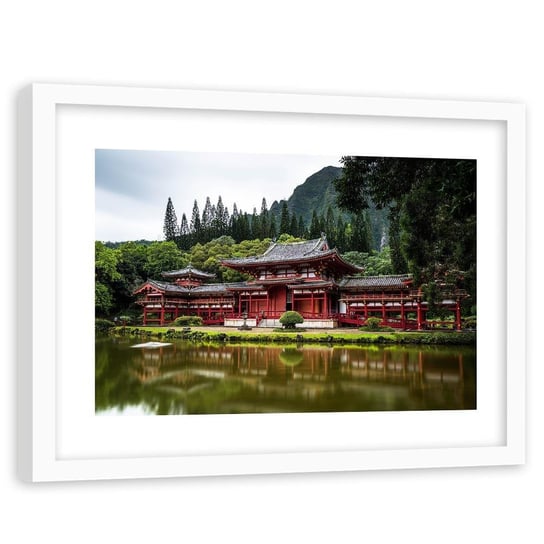 Obraz w ramie białej FEEBY, Japonia Świątynia Ogród 90x60 Feeby