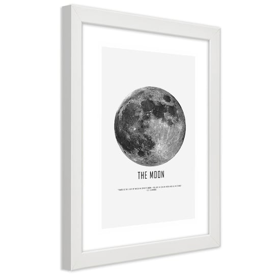 Obraz w ramie białej FEEBY, Księżyc Kosmos Noc 30x45 Feeby