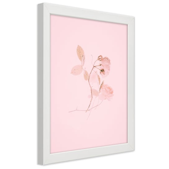 Obraz w ramie białej FEEBY, Kwiat Minimalizm Natura Różowy 30x45 Feeby
