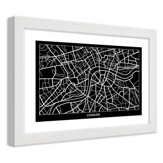 Obraz w ramie białej FEEBY, Londyn Plan Miasta 45x30 Feeby