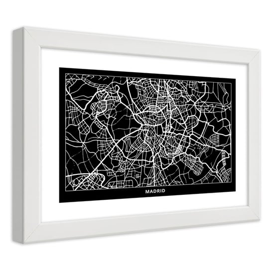 Obraz w ramie białej FEEBY, Madryt Plan Miasta 100x70 Feeby
