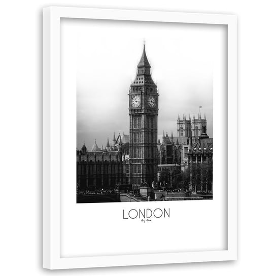 Obraz w ramie białej FEEBY, Miasto Londyn - Big Ben 80x120 Feeby