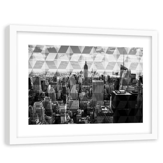 Obraz w ramie białej FEEBY, Miasto panorama 120x80 Feeby