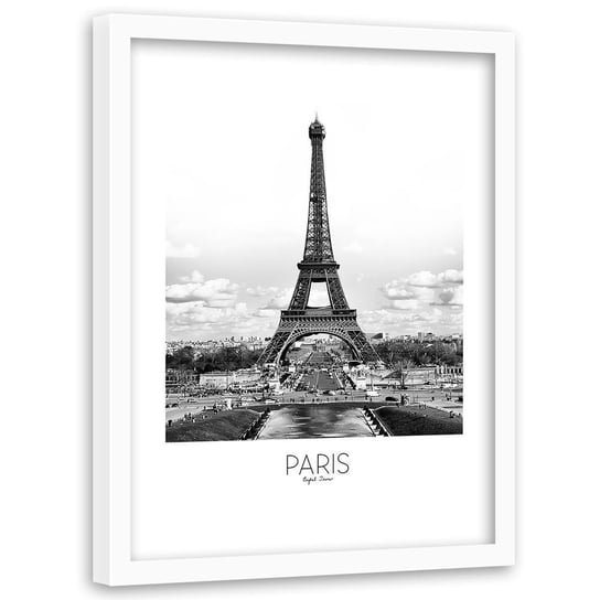 Obraz w ramie białej FEEBY, Miasto Paryż Wieża Eiffla 40x60 Feeby