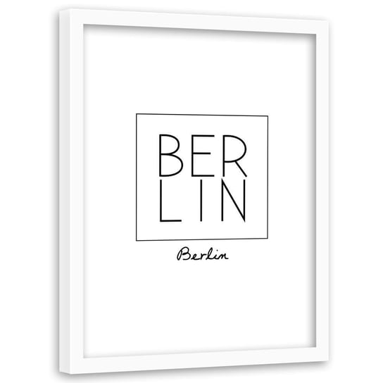 Obraz w ramie białej FEEBY, Napis Berlin 80x120 Feeby