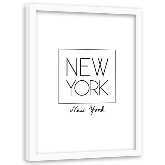 Obraz w ramie białej FEEBY, Napis Nowy Jork 60x80 Feeby
