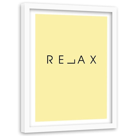 Obraz w ramie białej FEEBY, Napis Relax Żółty 20x30 Feeby