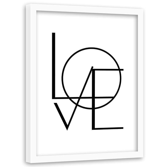 Obraz w ramie białej FEEBY, Napis Typografia Love 60x90 Feeby