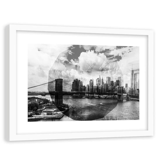 Obraz w ramie białej FEEBY, Nowy Jork czarno biały 90x60 Feeby