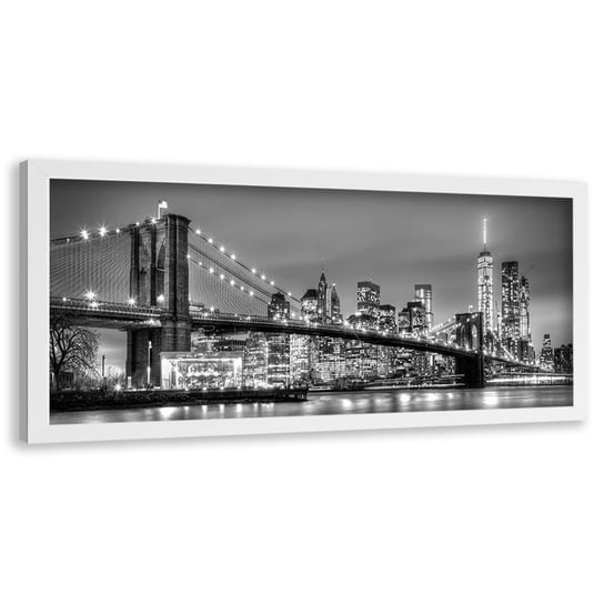 Obraz w ramie białej FEEBY, Nowy Jork Most Brookliński 120x40 Feeby