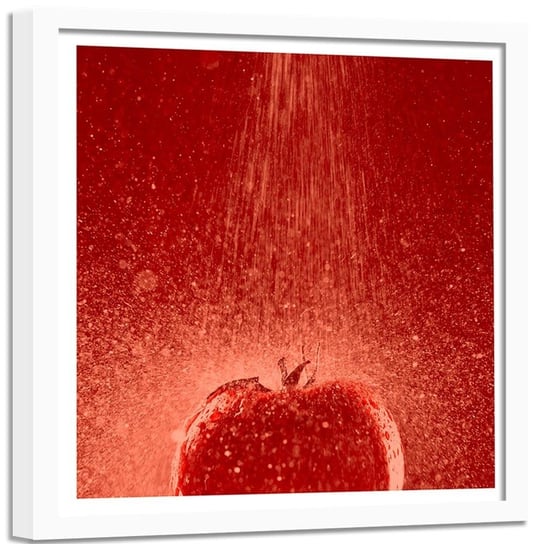 Obraz w ramie białej FEEBY, Pomidor Krople Wody 40x40 Feeby