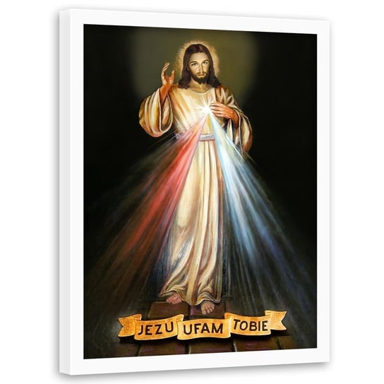 Obraz w ramie białej FEEBY, RELIGIJNY Jezu Ufam Tobie 21x29,7 Feeby
