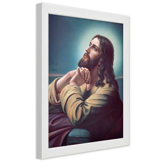 Obraz w ramie białej FEEBY, REPRODUKCJA Modlitwa Jezusa 70x100 Feeby