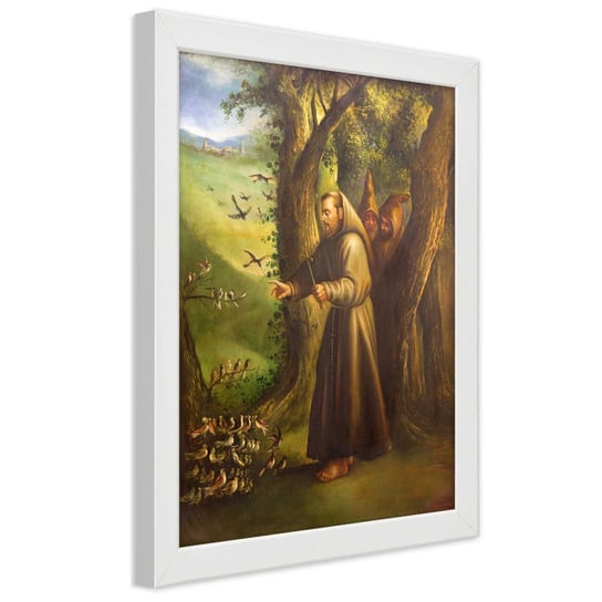 Obraz w ramie białej FEEBY, REPRODUKCJA Święty Franciszek z Asyżu 30x45 Feeby