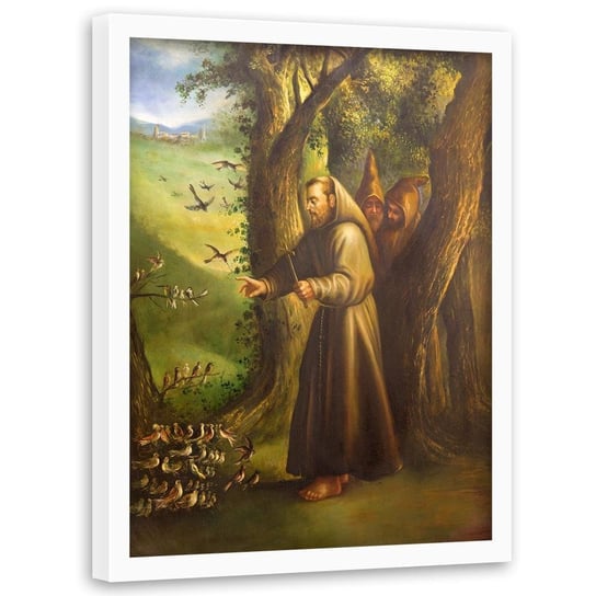 Obraz w ramie białej FEEBY, REPRODUKCJA Święty Franciszek z Asyżu 60x90 Feeby