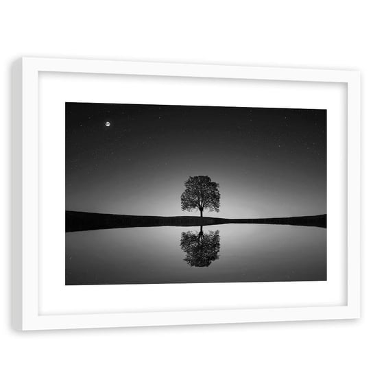 Obraz w ramie białej FEEBY, Samotne drzewo 2, 120x80 cm Feeby