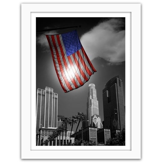 Obraz w ramie białej FEEBY, Stany zjednoczone flaga, 40x60 cm Feeby