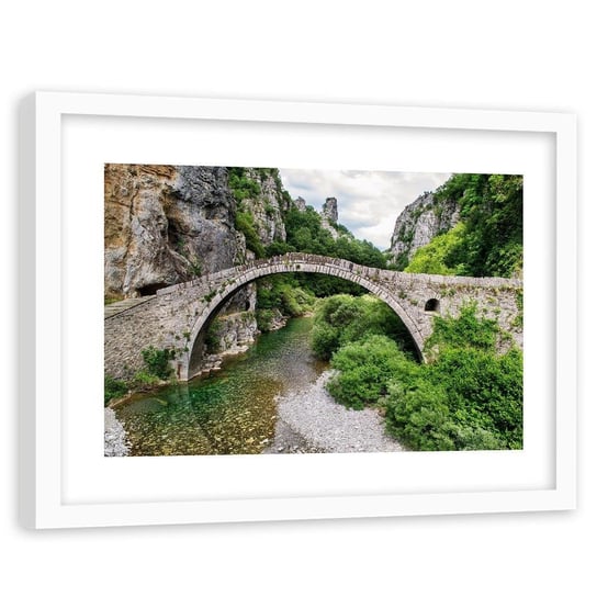 Obraz w ramie białej FEEBY, Stary kamienny most,widok 120x80 Feeby