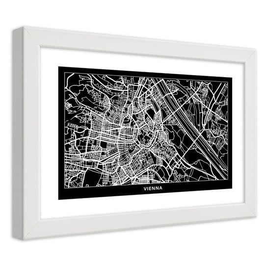 Obraz w ramie białej FEEBY, Wiedeń Plan Miasta 30x20 Feeby