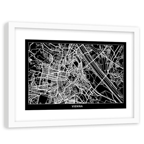 Obraz w ramie białej FEEBY, Wiedeń Plan Miasta 60x40 Feeby