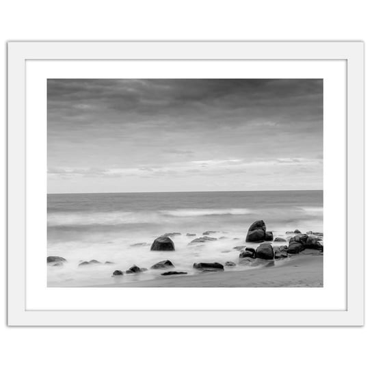 Obraz w ramie białej FEEBY, Zachmurzone niebo nad morzem, 70x50 cm Feeby