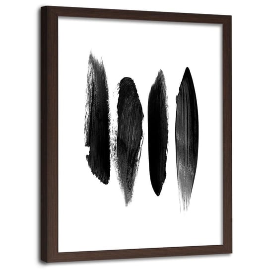 Obraz w ramie brązowej FEEBY, Abstrakcja Czarno Biały 60x90 Feeby