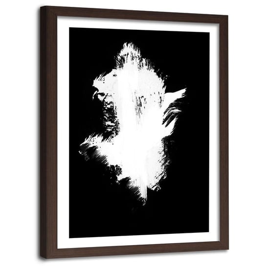 Obraz w ramie brązowej FEEBY, Abstrakcja Czarno Biały 80x120 Feeby