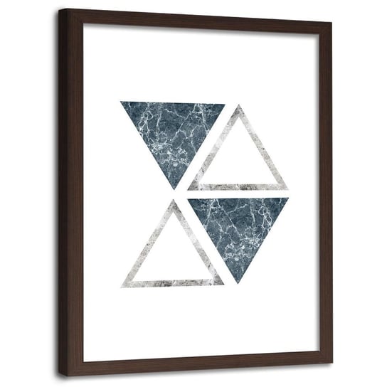 Obraz w ramie brązowej FEEBY, Abstrakcja marmur trójkąty 80x120 Feeby