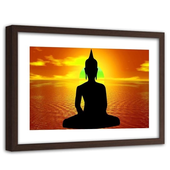 Obraz w ramie brązowej FEEBY, Buddha wschód słońca 60x40 Feeby