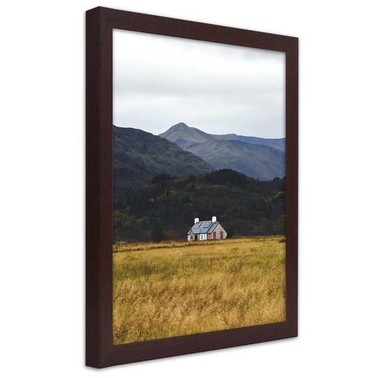 Obraz w ramie brązowej FEEBY, Dom Góry Pole Krajobraz obraz 70x100 Feeby