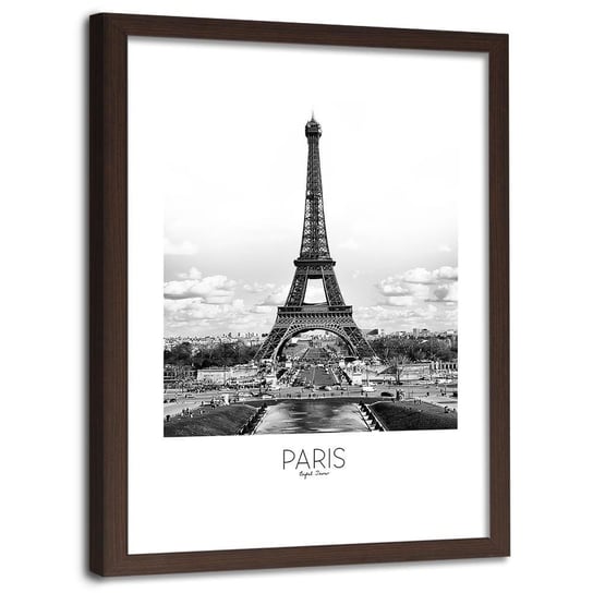 Obraz w ramie brązowej FEEBY, Miasto Paryż Wieża Eiffla 60x90 Feeby