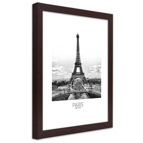 Obraz w ramie brązowej FEEBY, Miasto Paryż Wieża Eiffla 70x100 Feeby
