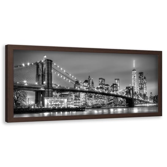 Obraz w ramie brązowej FEEBY, Nowy Jork Most Brookliński 140x45 Feeby