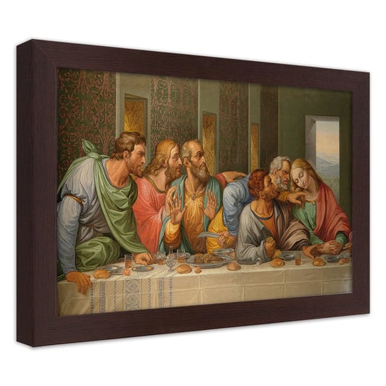 Obraz w ramie brązowej FEEBY, Ostatnia Wieczerza Leonarda Vinci 100x70 Feeby