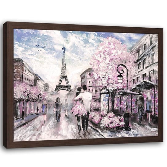 Obraz w ramie brązowej FEEBY, Paryż Miasto Różowy Olejny 120x80 Feeby