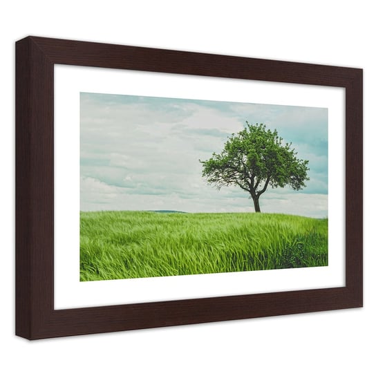 Obraz w ramie brązowej FEEBY, Pejzaż Zielone Drzewo 100x70 Feeby