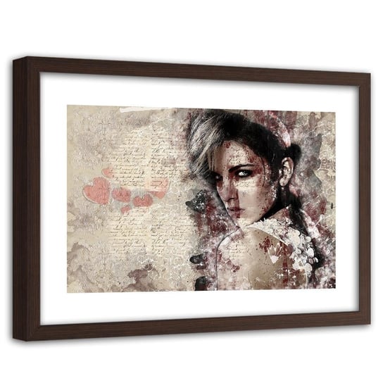 Obraz w ramie brązowej FEEBY, Piękna kobieta - abstrakcja 120x80 Feeby