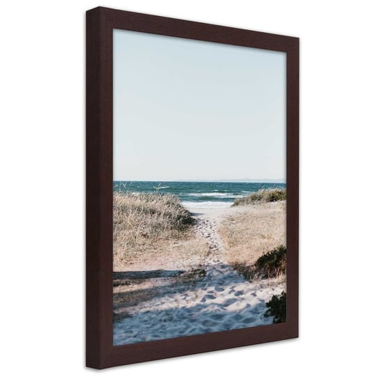 Obraz w ramie brązowej FEEBY, Plaża Morze Ścieżka Piasek 20x30 Feeby