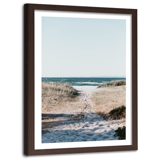 Obraz w ramie brązowej FEEBY, Plaża Morze Ścieżka Piasek 80x120 Feeby