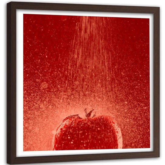 Obraz w ramie brązowej FEEBY, Pomidor Krople Wody 90x90 Feeby