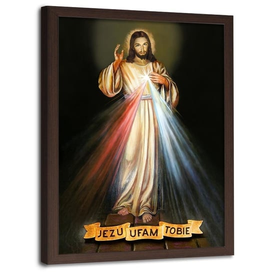 Obraz w ramie brązowej FEEBY, RELIGIJNY Jezu Ufam Tobie 60x90 Feeby