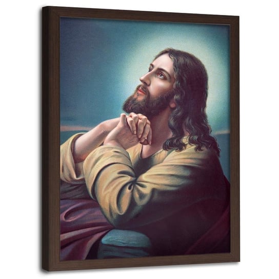 Obraz w ramie brązowej FEEBY, REPRODUKCJA Modlitwa Jezusa 40x60 Feeby