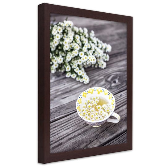 Obraz w ramie brązowej FEEBY, Rumianek Roślina Herbata 70x100 Feeby