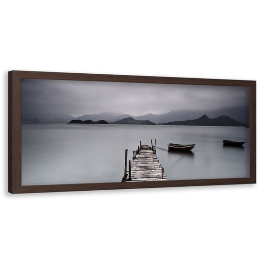Obraz w ramie brązowej FEEBY, Uśpione jezioro, 140x45 cm Feeby