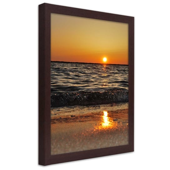 Obraz w ramie brązowej FEEBY, Zachód Słońca Plaża Morze 20x30 Feeby