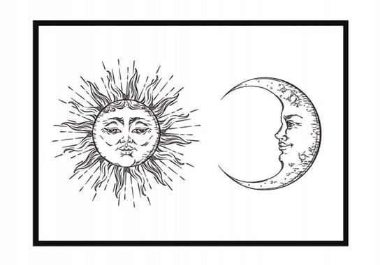 Obraz w ramie czarnej E-DRUK, Słońce Księżyc, 43x33 cm, P891 e-druk