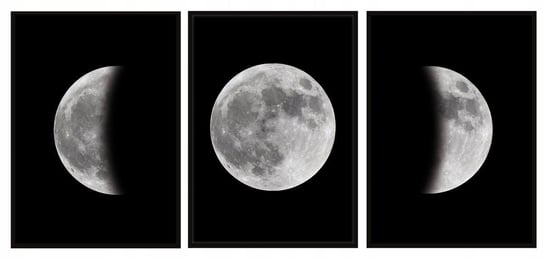 Obraz w ramie czarnej E-DRUK, Tryptyk Księżyc, 53x73 cm, P1098 e-druk